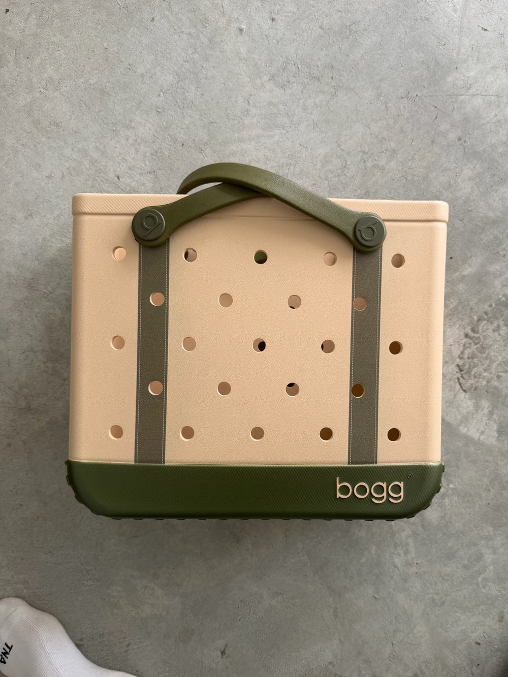 BOGG BAG Beige and Olive medium size tote